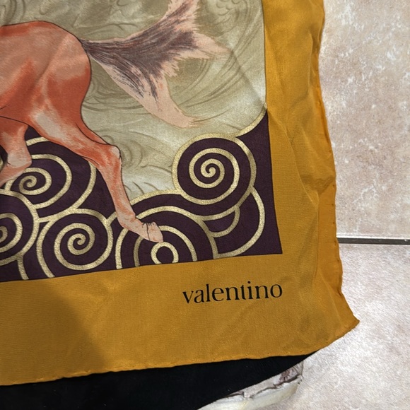 Valentino Multicolor Horse Print Silk Scarf - Picture 2 of 4